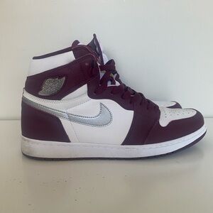 Air Jordan 1 Retro Men's High-Top Sneaker - Burgundy and Silver